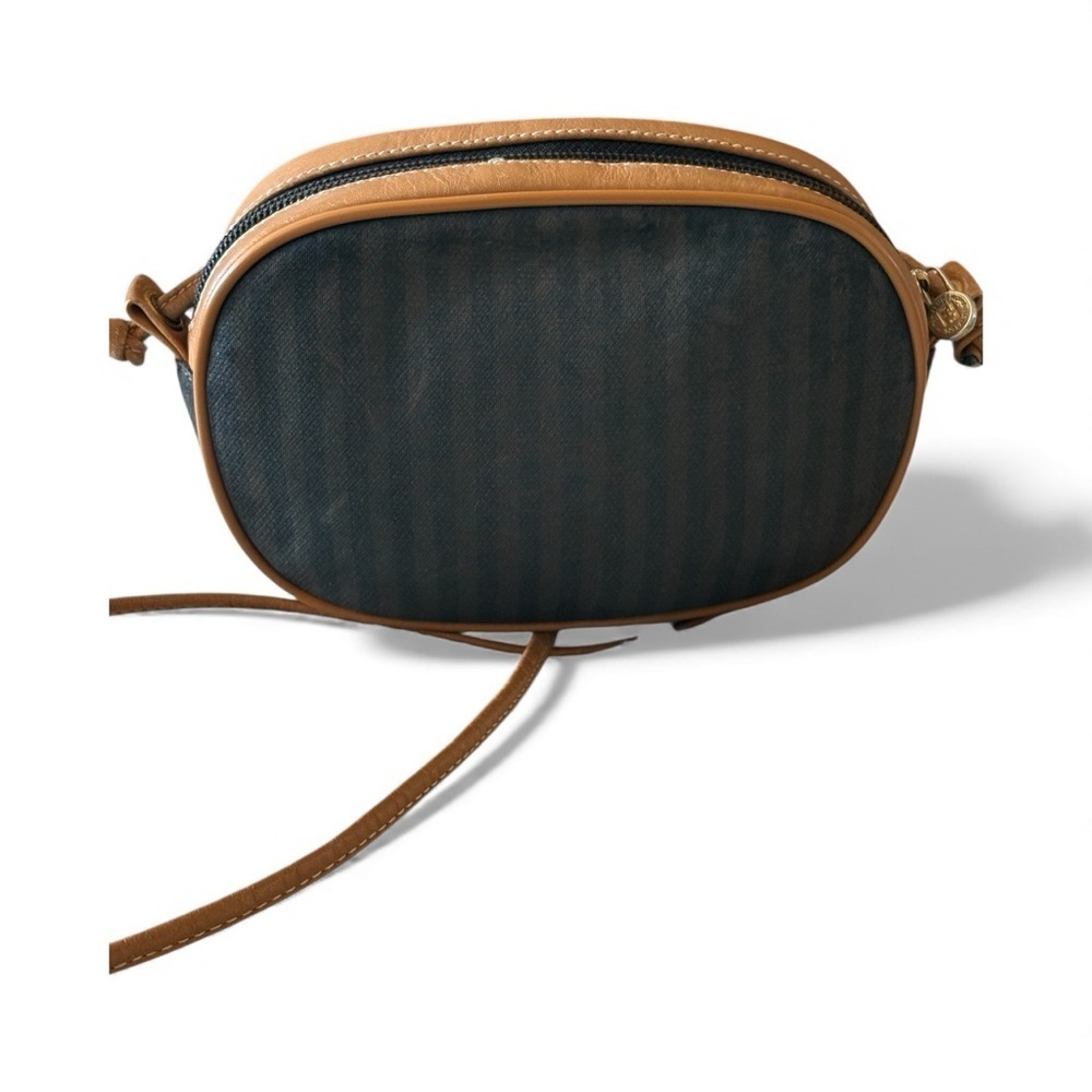 Vintage FENDI ROMA 1925 Brown and Tan Canvas and Leather Crossbody Bag - Picture 2 of 15
